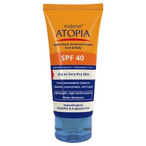 کرم ضد آفتاب رطوبت رسان مناسب پوست های خشک و خیلی خشک SPF40 آتوپیا
